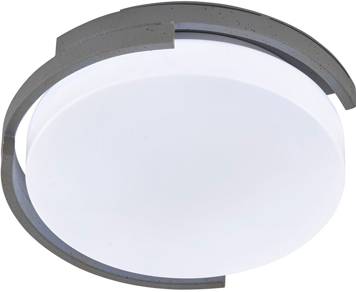 LED plafondlamp metaal wit grijs slaapkamerlamp kunststof 30 cm, rond, 1x 11W 1200lm 3000K, DxH 30 x 9 cm