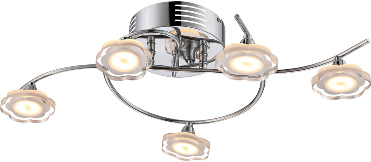 25 Watt LED plafondlamp chroom acryl kristallen bloemvorm