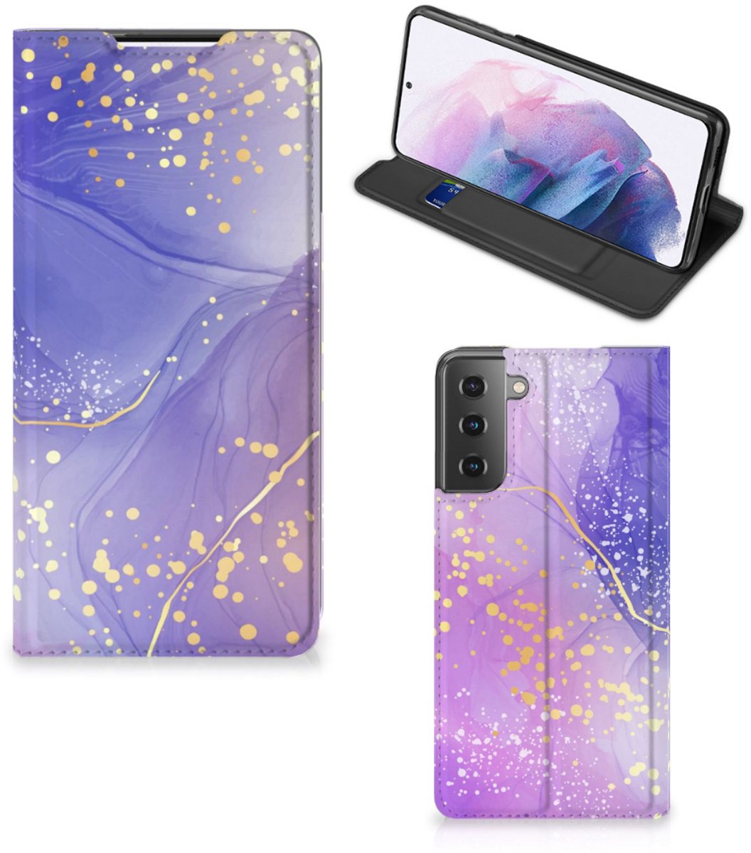 Bookcase voor Samsung Galaxy S21 Plus Watercolor Paars