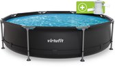 VirtuFit Rond Zwembad Ø305 x 76 cm - Incl. Filterpomp - Opzetzwembad - Duurzaam & Veilig Stalen Frame - Antraciet