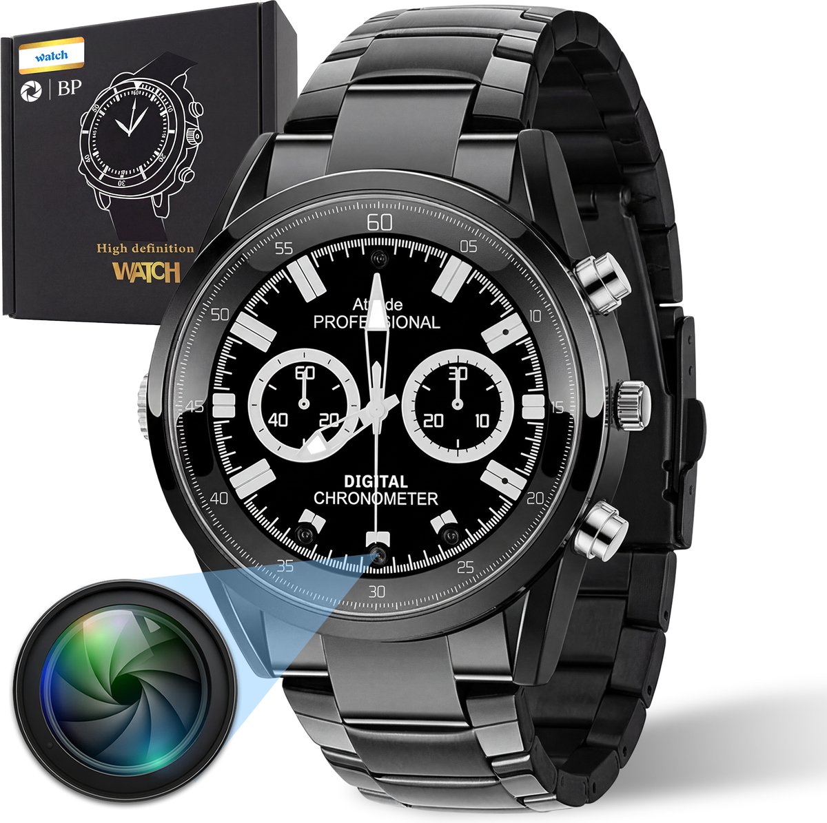 BP® Spy Camera Horloge - Verborgen Camera - Afluisterapparatuur - Spionage Camera - 32 GB Intern Geheugen- Bewegingsdetectie - Nachtzicht - FULL HD 1080P