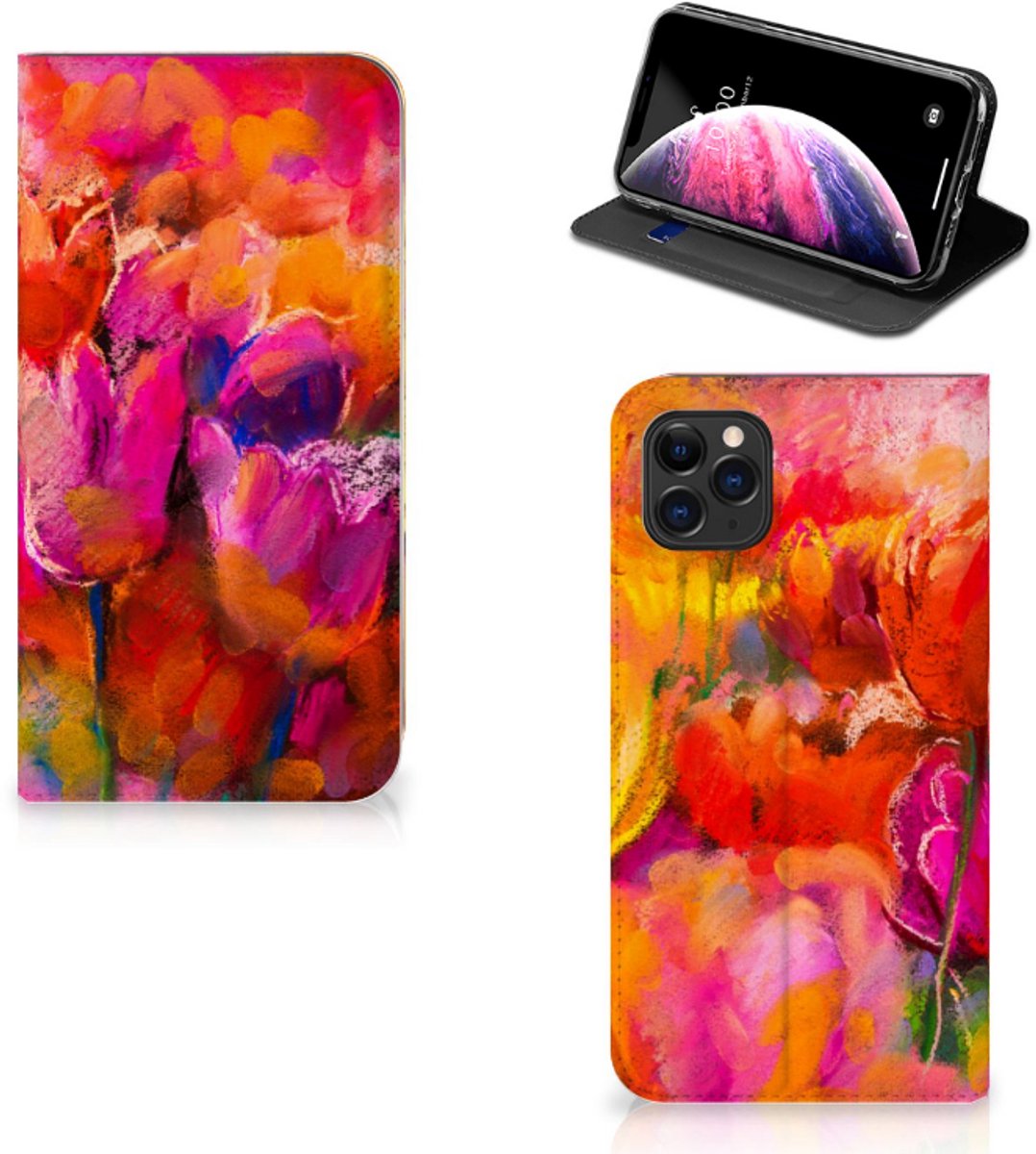 Book Case voor Bookcase Apple iPhone 11 Pro Max Tulips