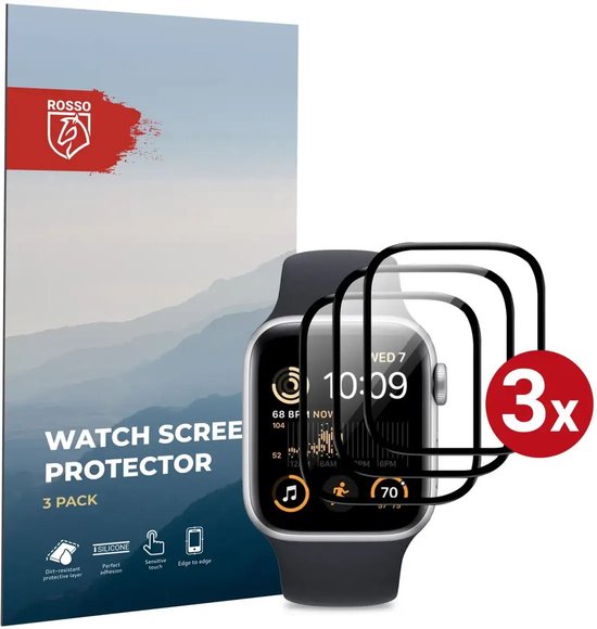 Rosso Hybrid Glass Geschikt voor Apple Watch 4/5/6/SE 44MM - PMMA Glas Screen Protector - Ultradun Plexiglas - Horloge Beschermlaag (3-Pack)
