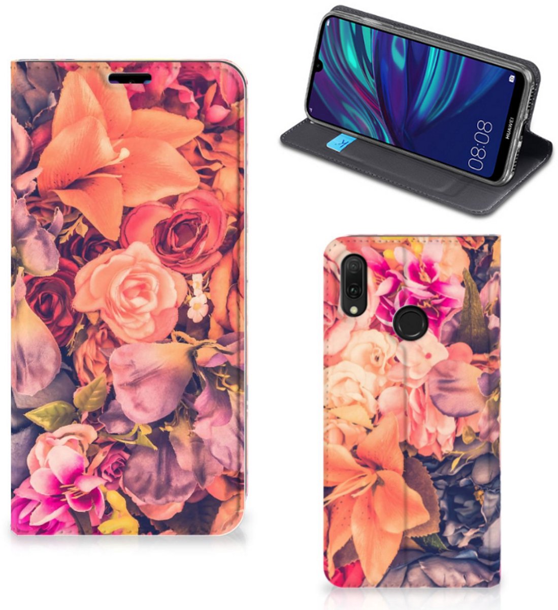Huawei Y7 hoesje Y7 Pro (2019) Smart Cover Bosje Bloemen