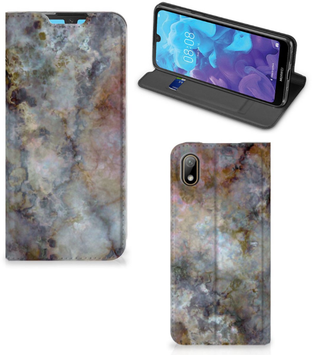 Standcase Hoesje voor Huawei Y5 (2019) Standcase Marmer Grijs