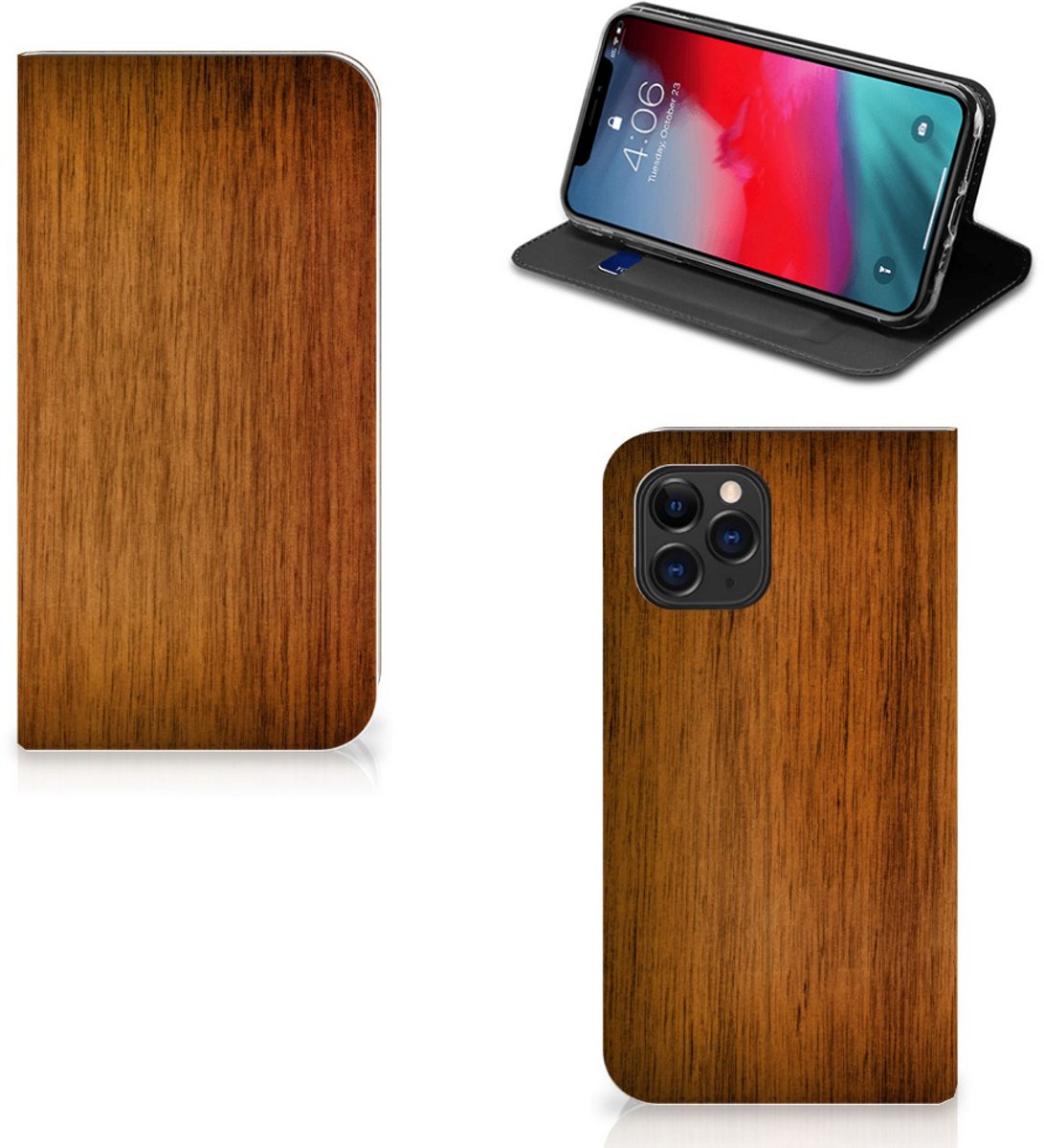 Apple iPhone 11 Pro Book Wallet Case Donker Hout