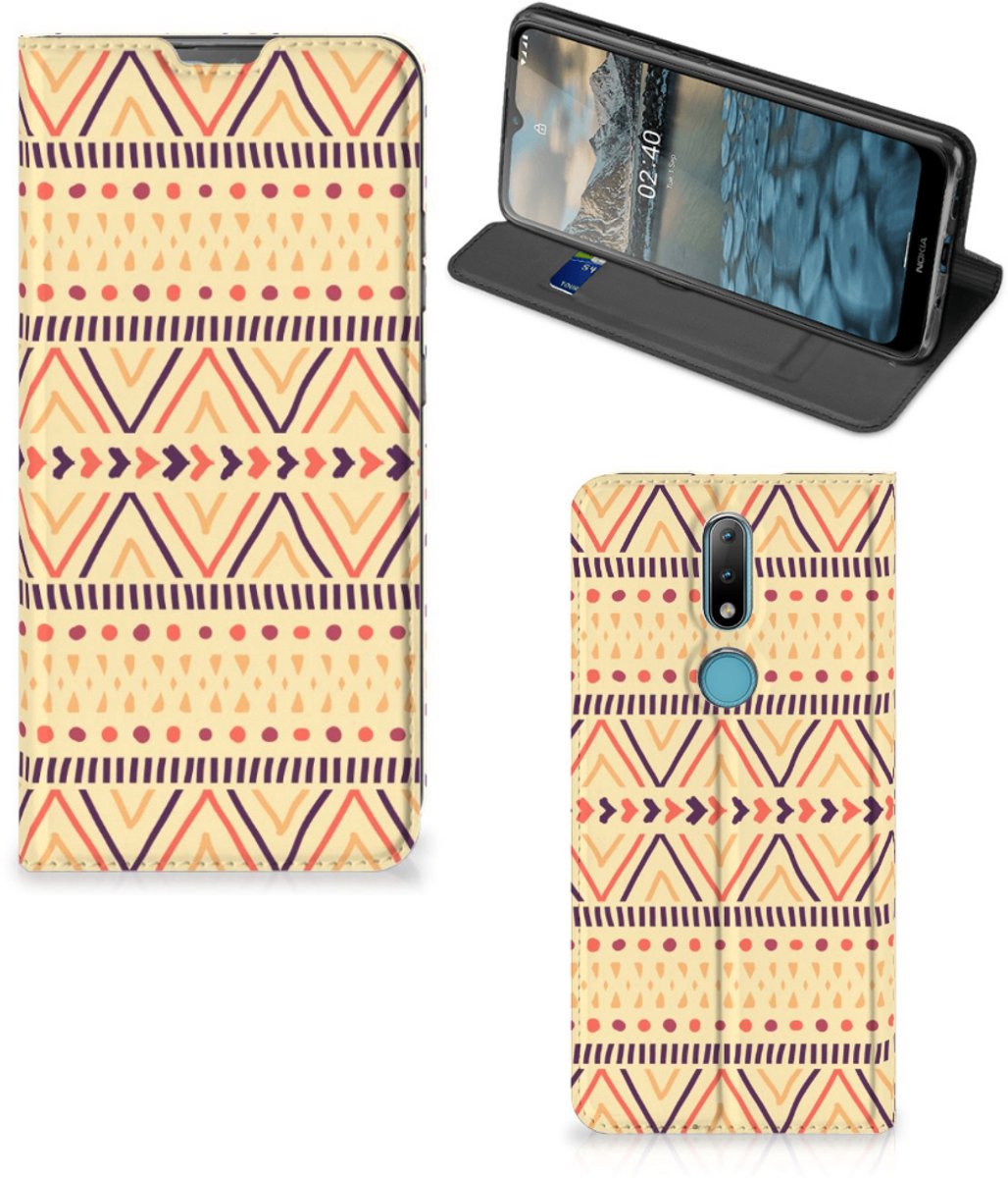 Nokia 2.4 Hoesje met Magneet Aztec Yellow