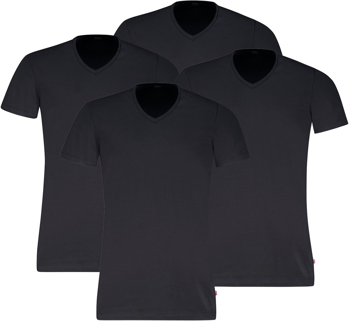 4-pack Levi’s heren T-shirt V-Neck Zwart