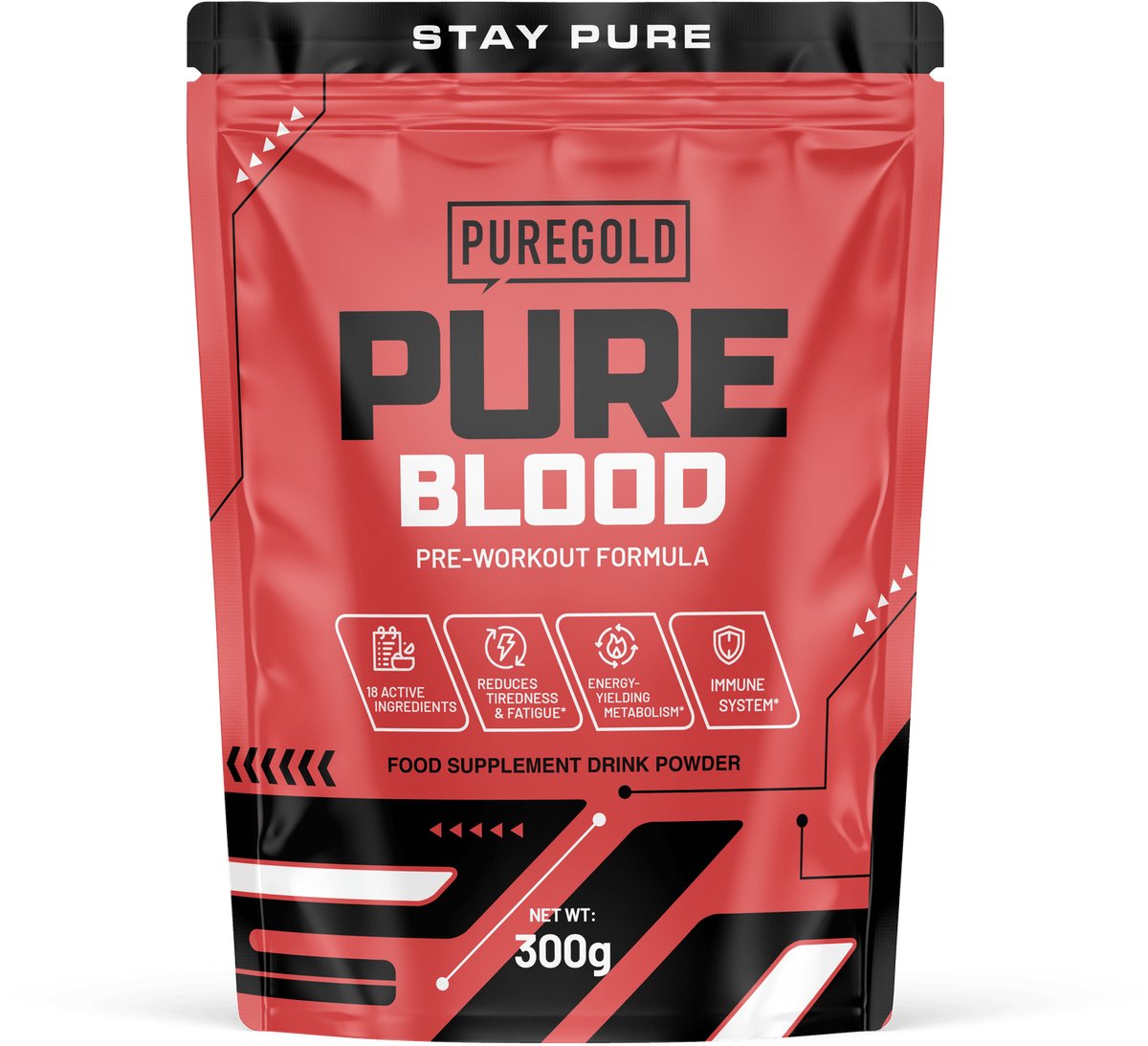 Pure Gold Pure Blood Pre-Workout – Pre-Workout Drank Poeder – Roze Limonade – 300g