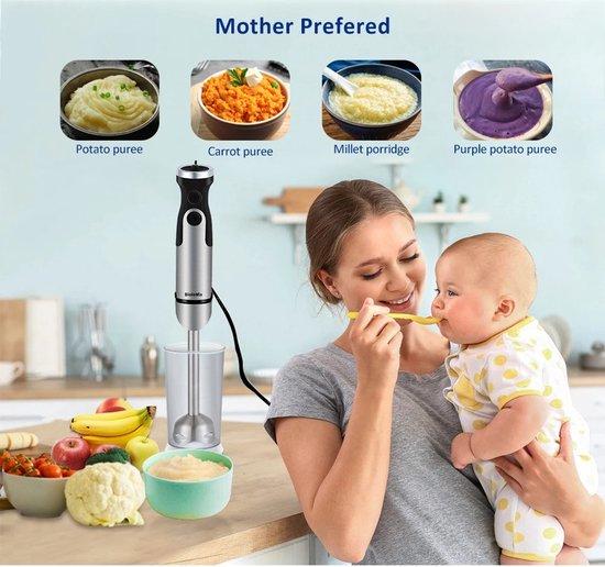 Deliqa 5 in 1 krachtige mixer - 1200 watt - zwart - smoothie maker - groentehakker - vleesmolen - blender - mixer - smoothie beker - BPA vrij - 6 snelheden + turbo functie - garde - met melk opschuimer van Merkloos — afbeelding 5