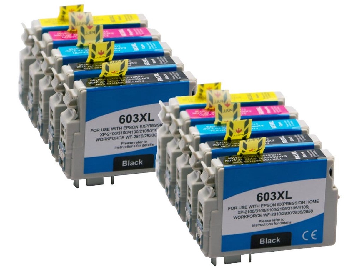 Epson - 10-Pack Inktcartridge - 603XL set - Zwart - Huismerk - geschikt voor XP2100, XP2105, XP3100, XP3105, XP4100, XP4105, WF2810DWF, WF2830DWF, WF2835DWF, WF2850DWF