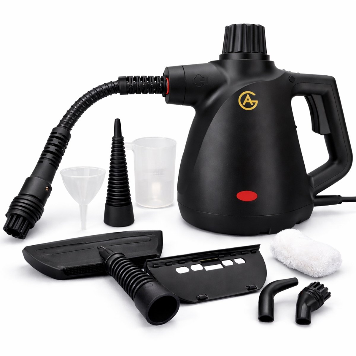 AG Handstoomreiniger – 12-in-1 Stoomreiniger – Handstomer – Compact & Krachtig – Dieptereiniging voor Badkamer, Tegels, Ramen & Textiel – 3.2 Bar – 30s Opwarmtijd – Inclusief Accessoires – 450ml – Black Edition