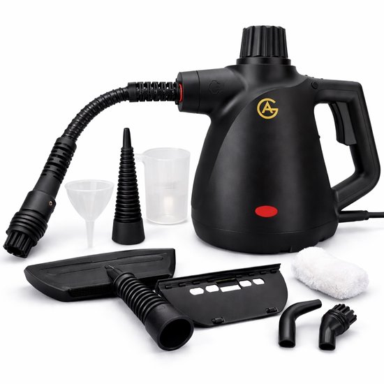 AG Handstoomreiniger – 12-in-1 Stoomreiniger – Handstomer – Compact & Krachtig – Dieptereiniging voor Badkamer, Tegels, Ramen & Textiel – 3.2 Bar – 30s Opwarmtijd – Inclusief Accessoires – 450ml – Black Edition