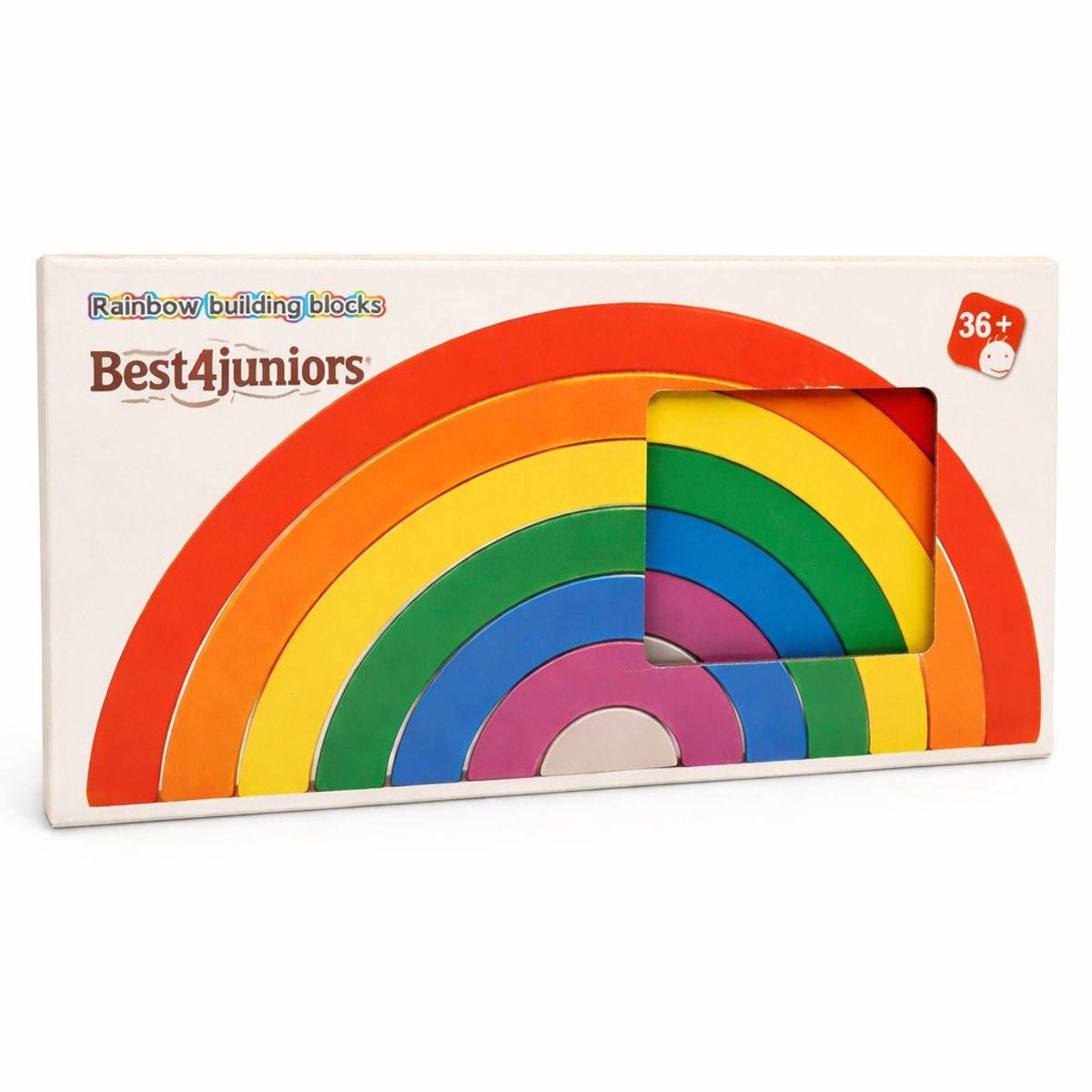Regenboog Houten Stapelblokken – Montessori Bouwset 36+ Maanden Educatief Speelgoed