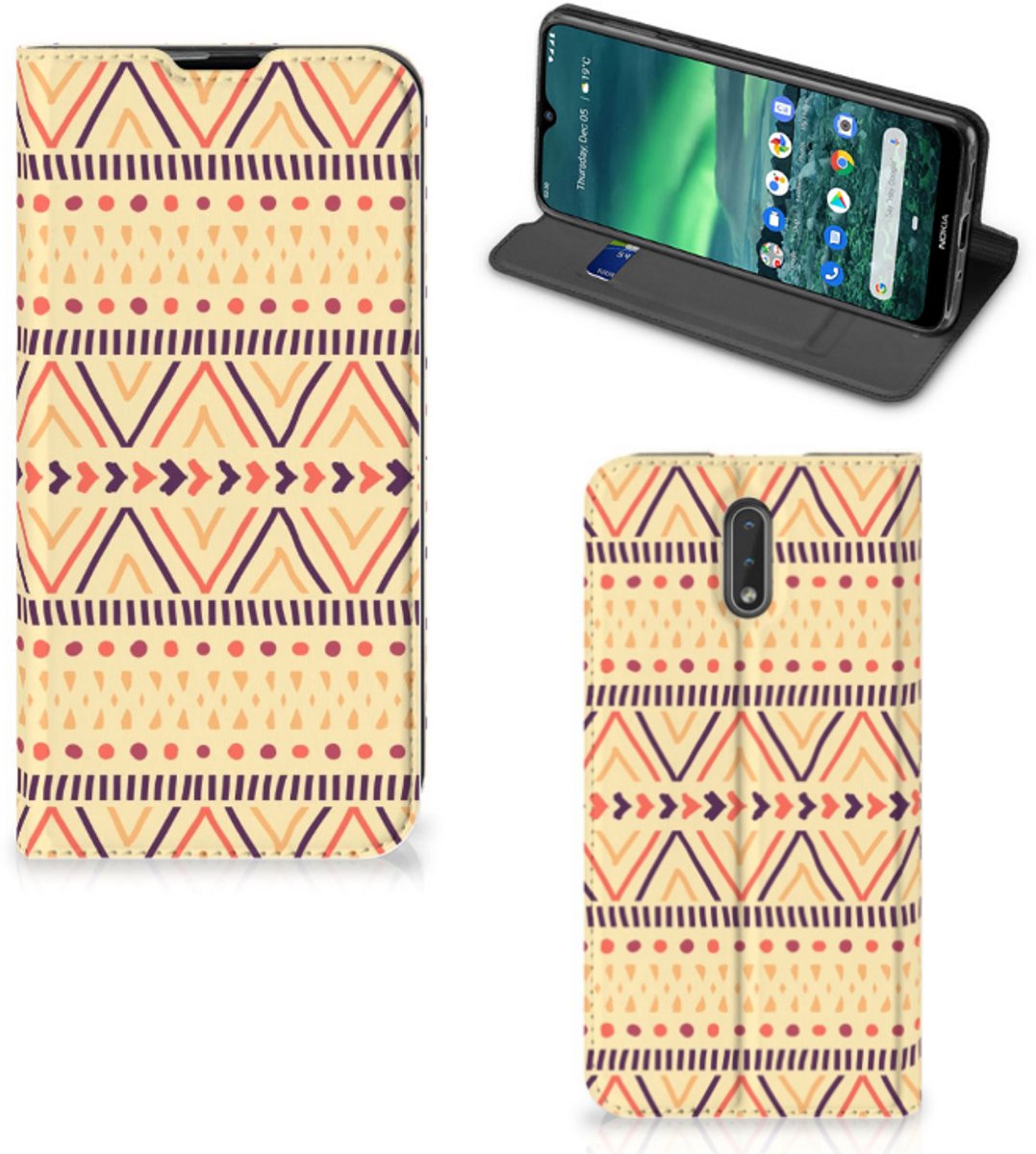 Nokia 2.3 Hoesje met Magneet Aztec Yellow
