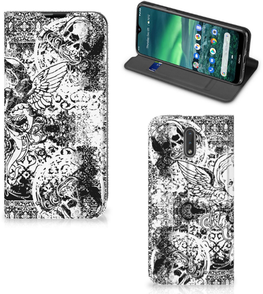 Mobiel BookCase Nokia 2.3 Skulls Angel