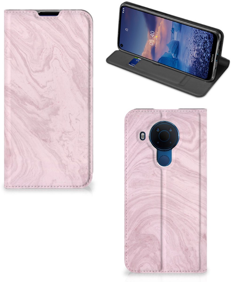 Nokia 5.4 Standcase Marble Pink - Origineel Cadeau Vriendin