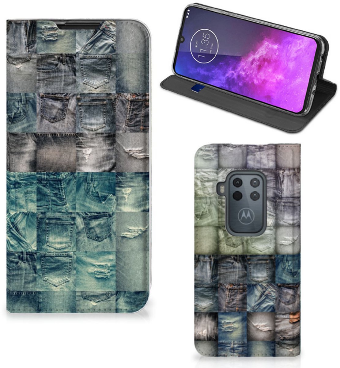 Hippe Standcase Motorola One Zoom Spijkerbroeken
