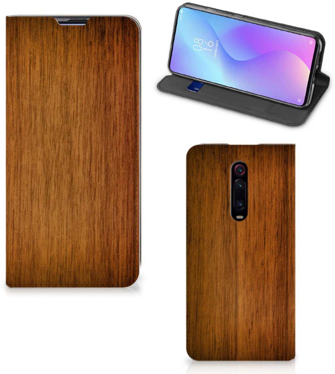 Standcase Hoesje voor Xiaomi Redmi K20 Pro Book Wallet Case Donker Hout