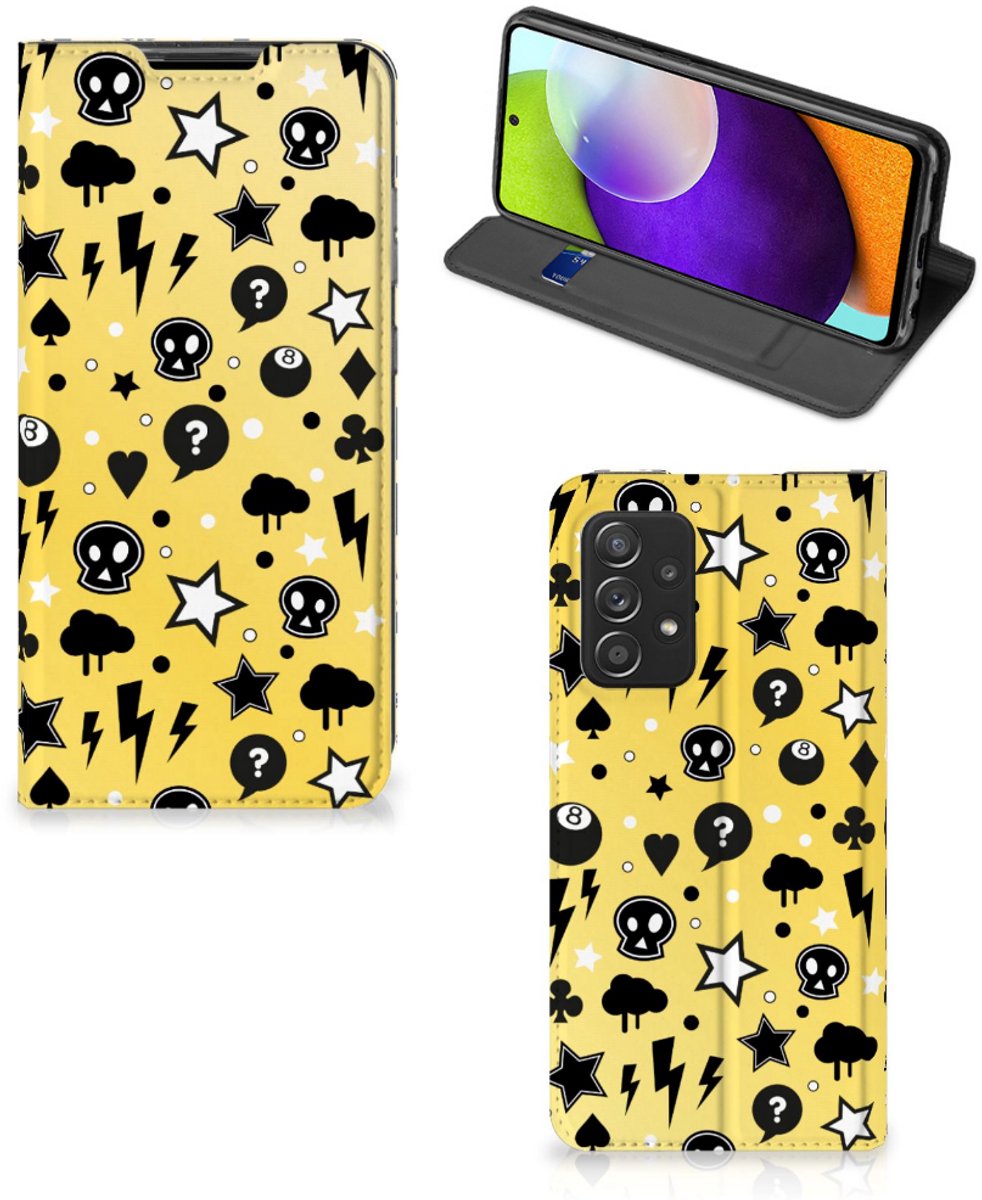 Mobiel BookCase Samsung Galaxy A52 Punk Geel