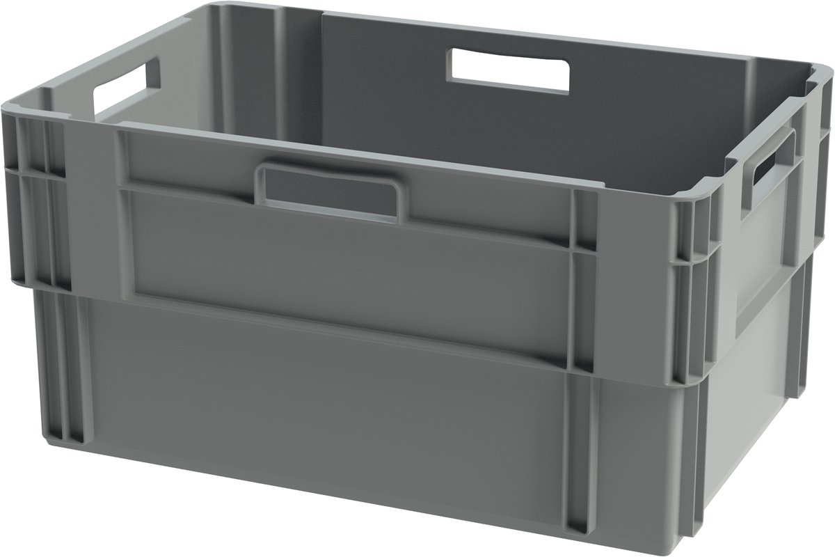 Euronorm stapelbak krat - 600 x 400 x 300 - grijs - stapelbare draaistapelbak