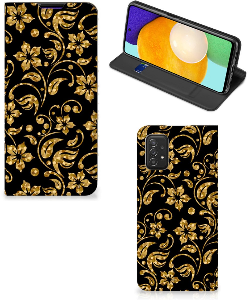 Samsung Galaxy A03s Smart Cover Gouden Bloemen