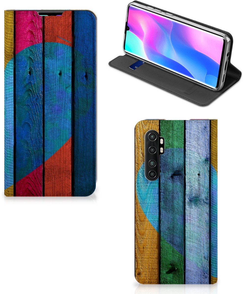 Xiaomi Mi Note 10 Lite Book Wallet Case Wood Heart - Cadeau voor je Vriend