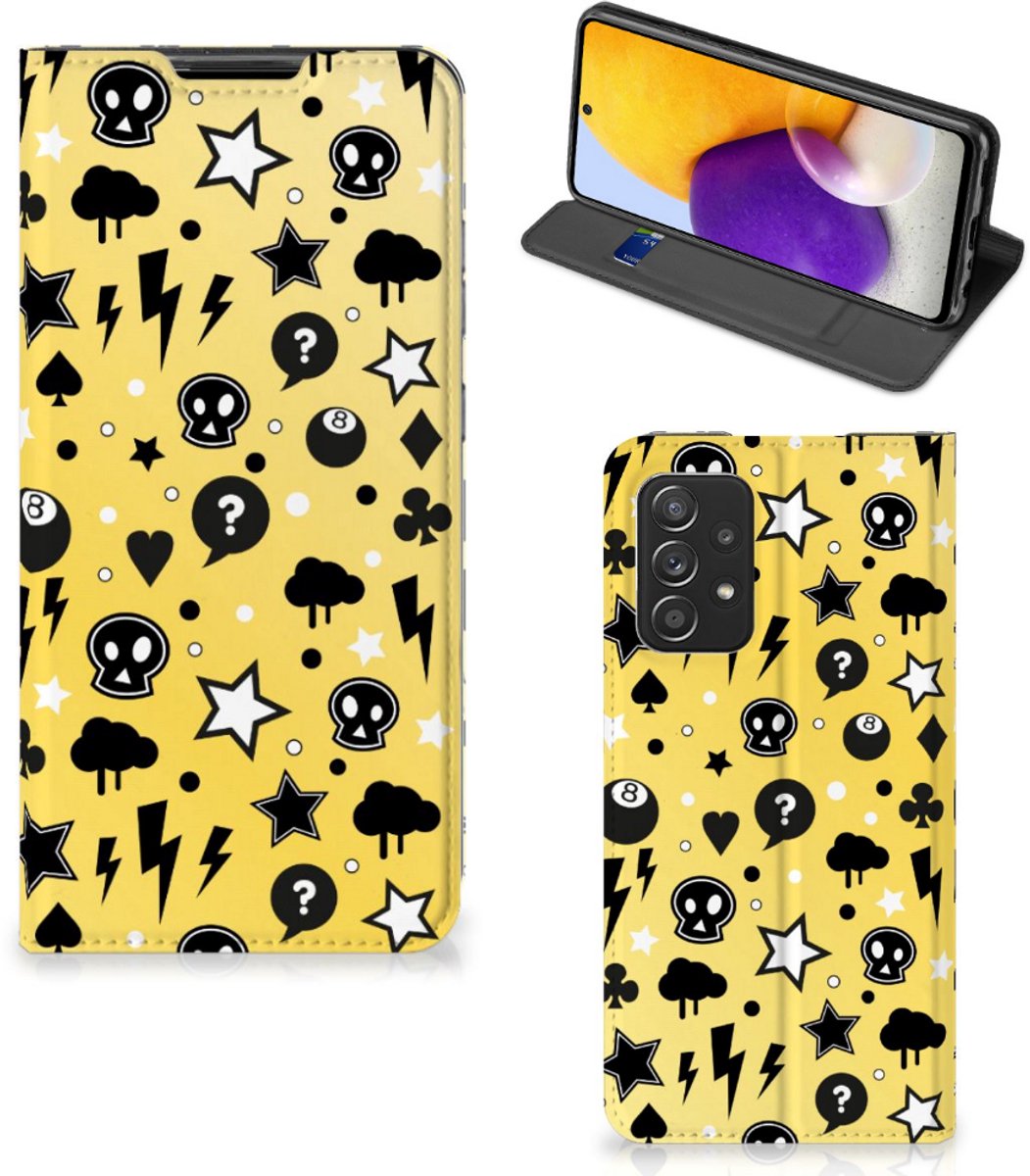 Mobiel BookCase Samsung Galaxy A72 (5G/4G) Punk Geel
