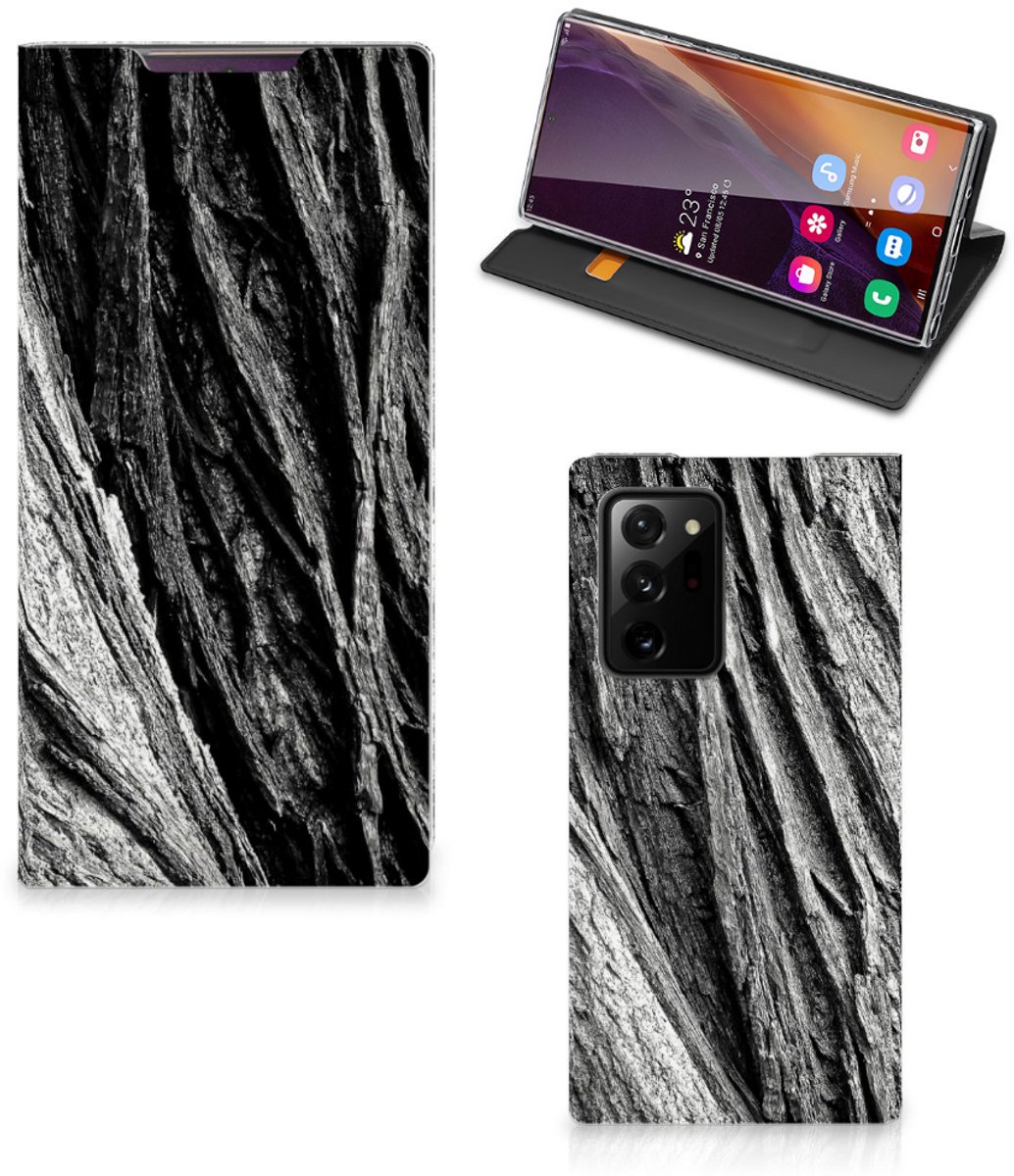 Book Wallet Case Samsung Galaxy Note 20 Ultra Boomschors Grijs