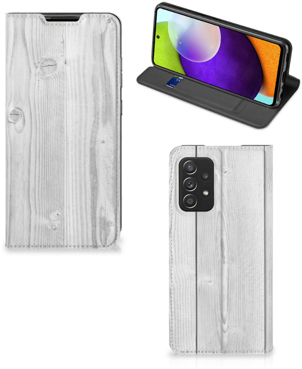 Samsung Galaxy A52 Book Wallet Case White Wood