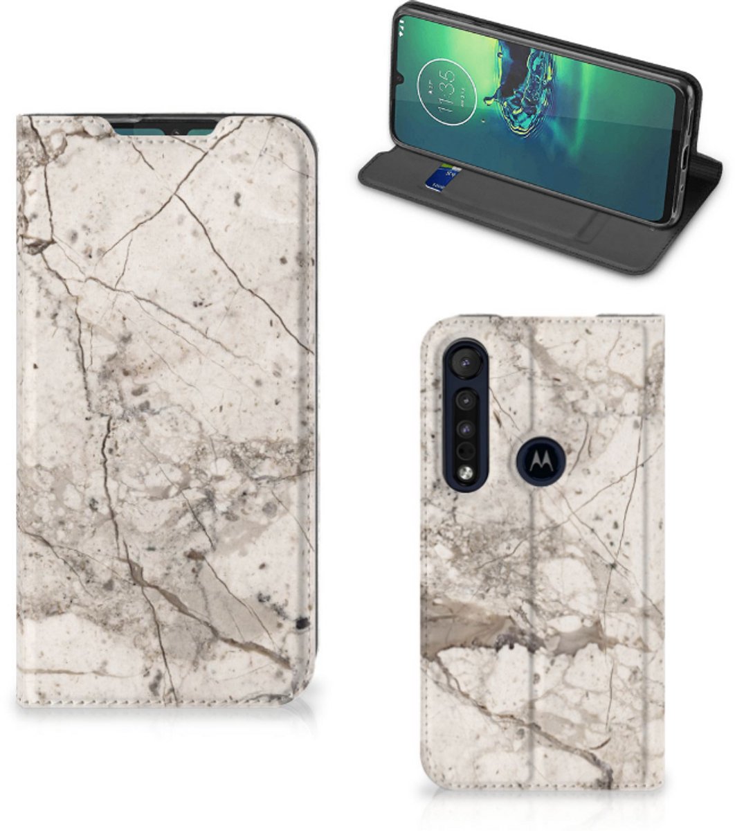 Motorola G8 Plus Standcase Marmer Beige