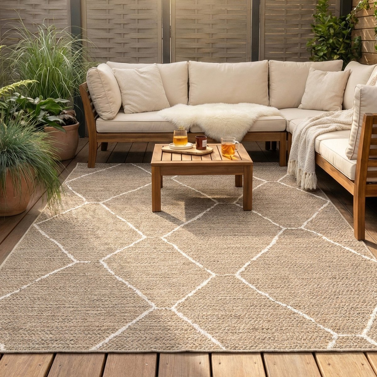 Fraai Jute buitenkleed - Fora Lines Naturel - 80x150cm
