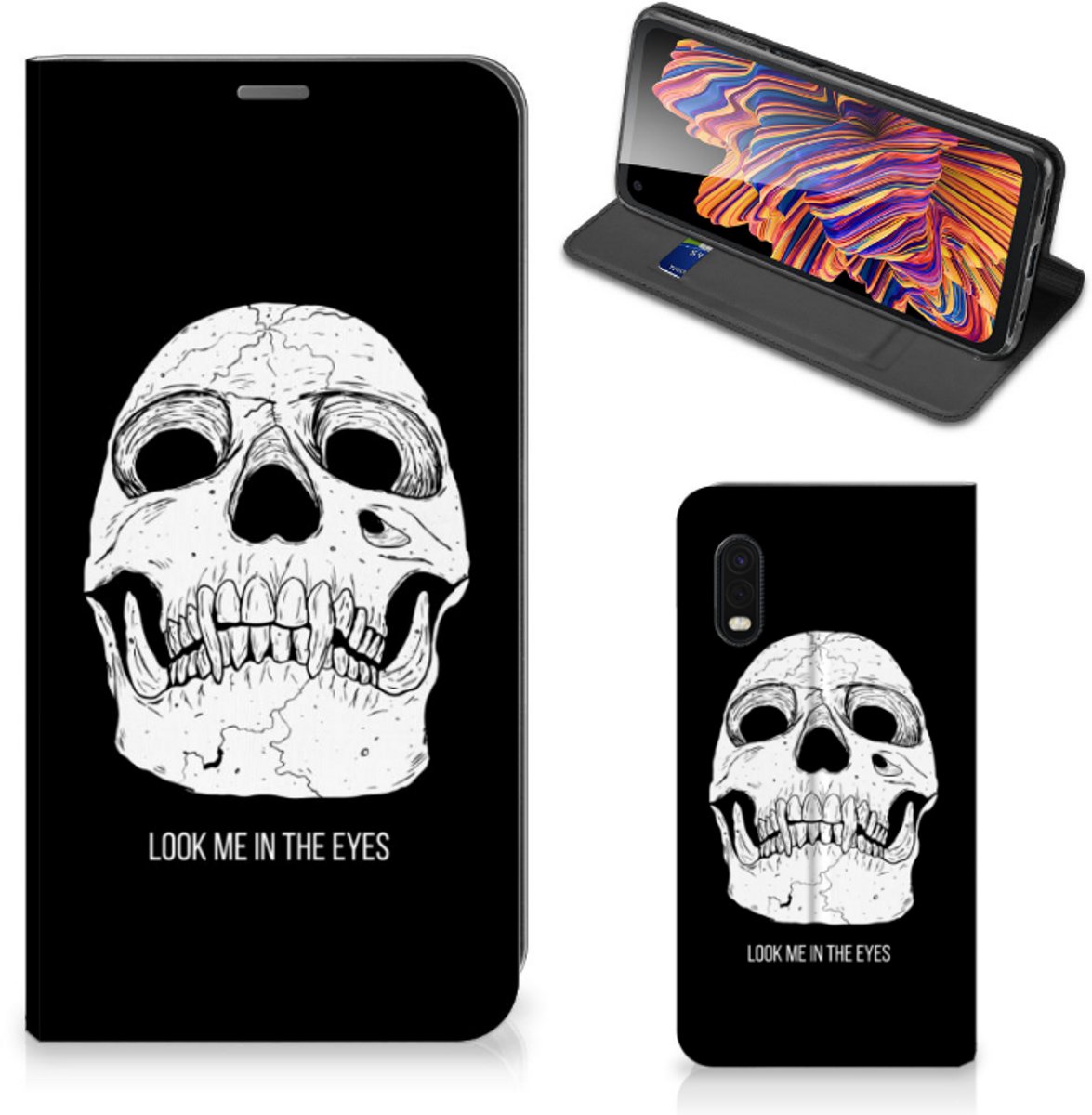 Mobiel BookCase Samsung Xcover Pro Skull Eyes