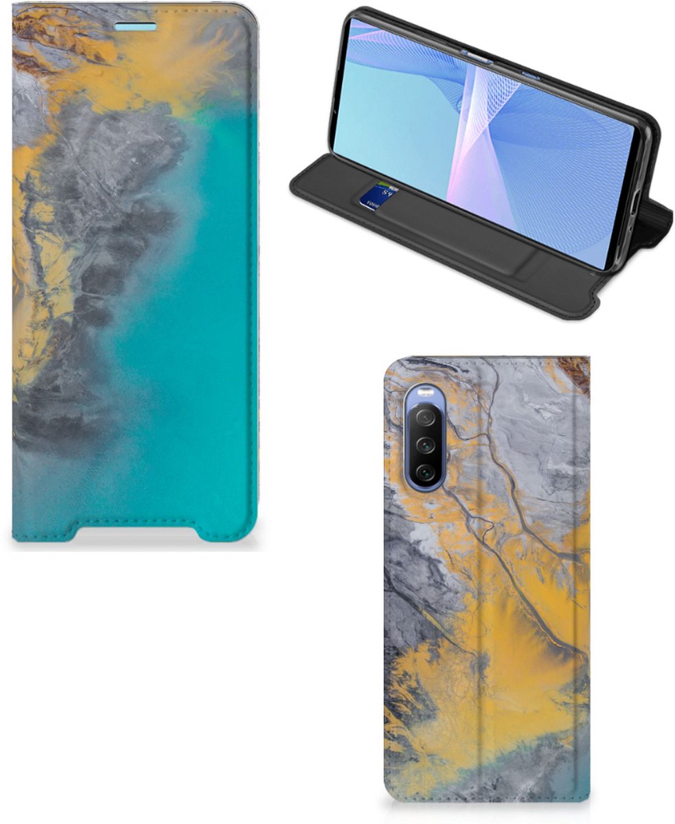 Sony Xperia 10 III Standcase Marble Blue Gold