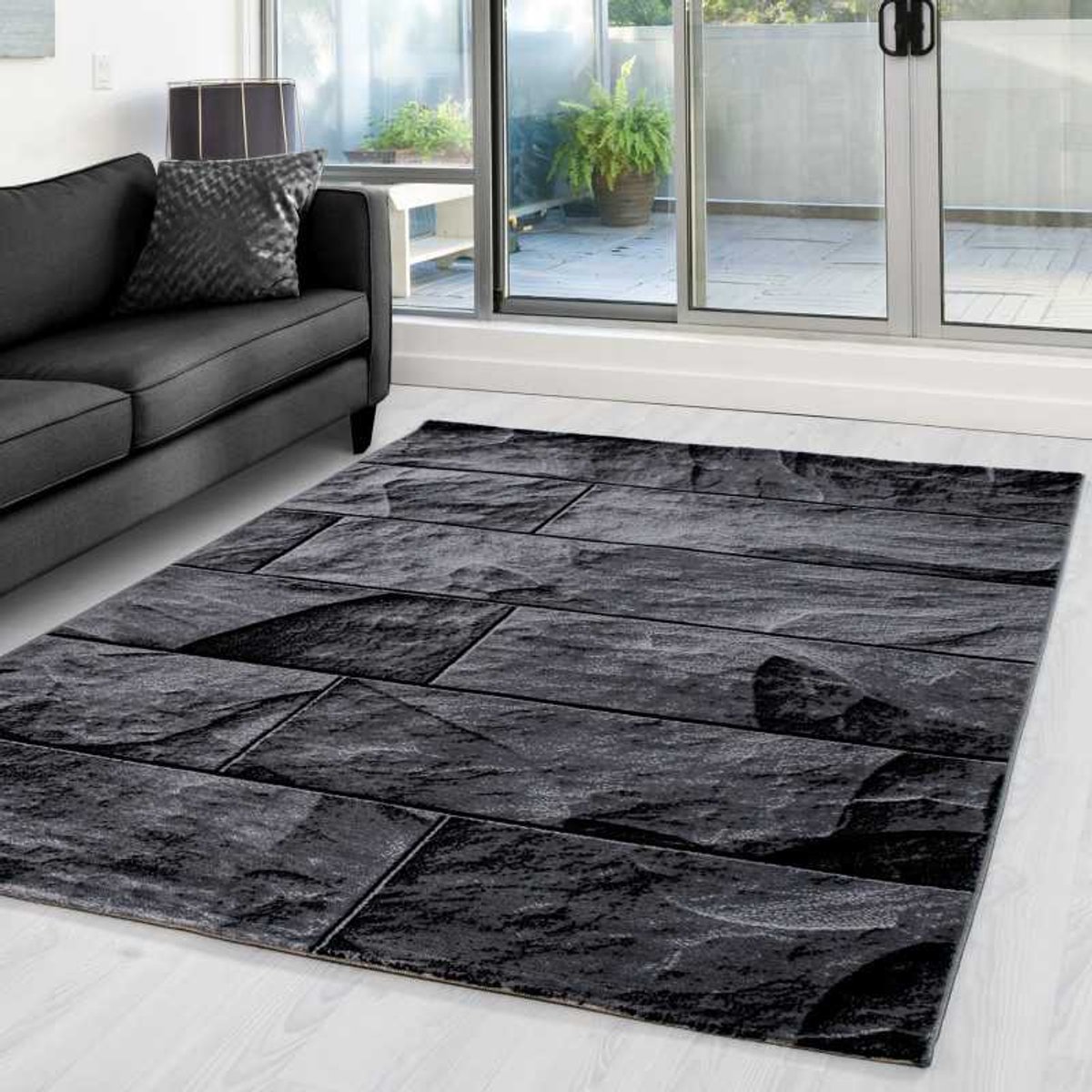 TapisTrend Designer tapijt Zwart 120x170 cm Modern design vloerkleed met steenmotief PARMA 9250