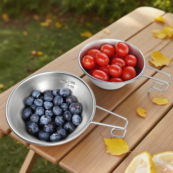 Lichte Kampeerkom 304 RVS - 250ml, Set van 2 Stuks - Draagbare Buiten- & Barbecue Servies voor Kamperen — afbeelding 3