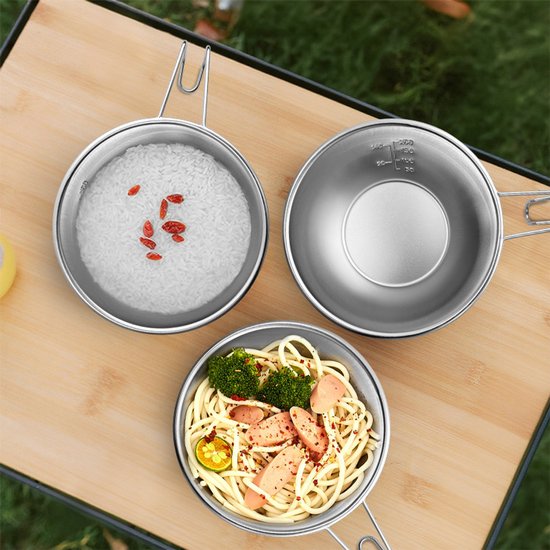 Lichte Kampeerkom 304 RVS - 250ml, Set van 2 Stuks - Draagbare Buiten- & Barbecue Servies voor Kamperen — afbeelding 2