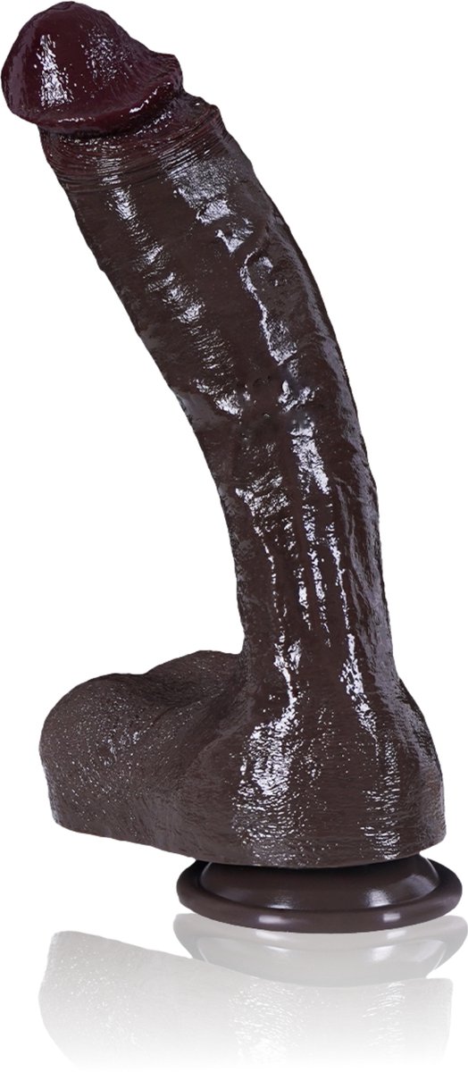 JustFun Realistische Dildo - 22.8 CM - Met Zuignap - Soft Liquid Siliconen - 4.8 cm Diameter - Sex Toys voor Mannen & Vrouwen - Zwart