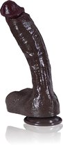 JustFun Realistische Dildo - 22.8 CM - Met Zuignap - Soft Liquid Siliconen - 4.8 cm Diameter - Sex Toys voor Mannen & Vrouwen - Zwart