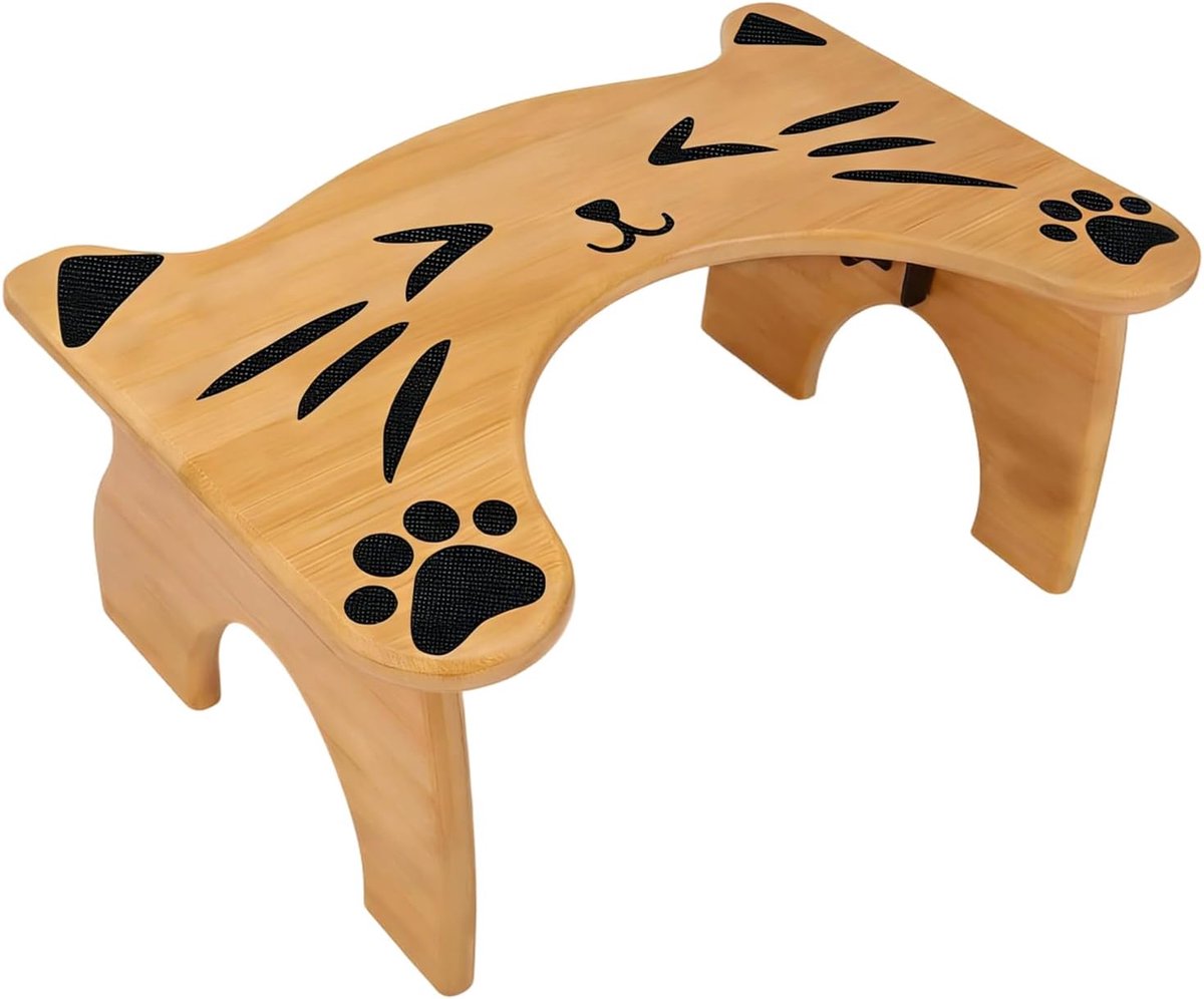 Toiletkruk - Opstap kruk - Natuurlijke houding - Opvouwbaar ontwerp - 17 cm hoogte - Houtkleur