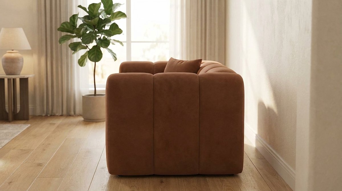 2-Zits Fauteuil Bank - Industrohome Grand Salvador Bruin - Luxe Loveseat Relaxfauteuil - Gestoffeerde Kleine Bank - Velvet Lounge Fauteuil - Moderne Fauteuil voor Woonkamer en Slaapkamer