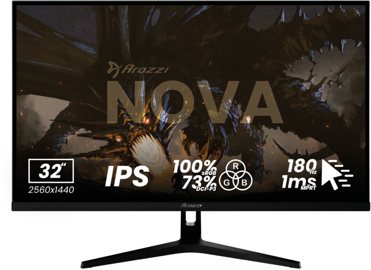 Arozzi Nova 32″ computer monitor 80 cm (31.5") 2560 x 1440 Pixels Quad HD LED Zwart