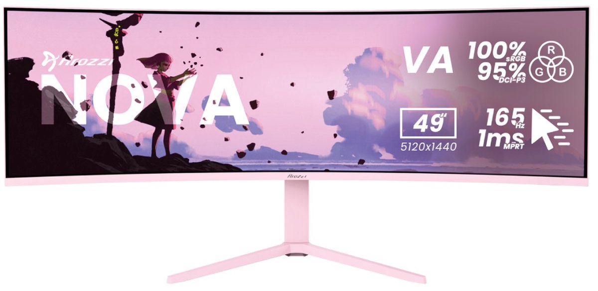 Arozzi Nova 49” Curved computer monitor 124,5 cm (49") 5120 x 1440 Pixels Dual QHD LED Roze