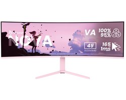 Arozzi Nova 49" Gaming Monitor - Curved - DQHD VA - 165Hz - USB-C - Roze