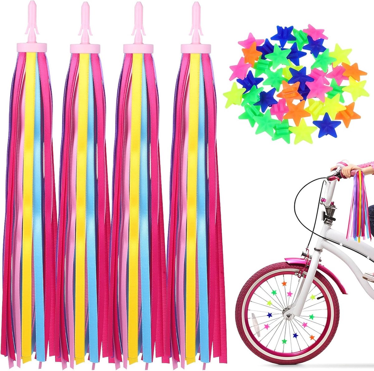 Fiets Accessoires Set Kinderfiets Versiering Fiets Personaliseren Eenvoudige Installatie 28cm Lengte Regenboog Mix