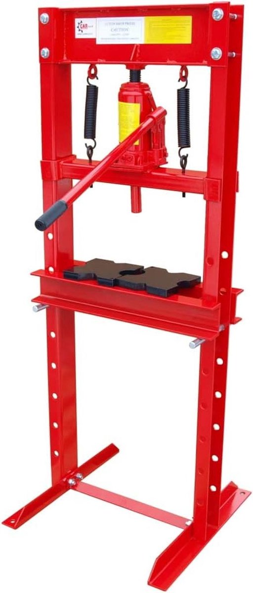 Werkplaatspers Hydraulisch - Framepers Doornpers - Lagers Bussen Persen - 12 Ton Capaciteit - 650mm Werkbereik - Rood