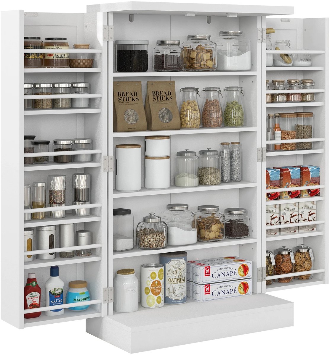 Novari - Keukenkast - Keukenkast organizer - Voorraadkast - Opbergkast - 60x30x104cm - Rui