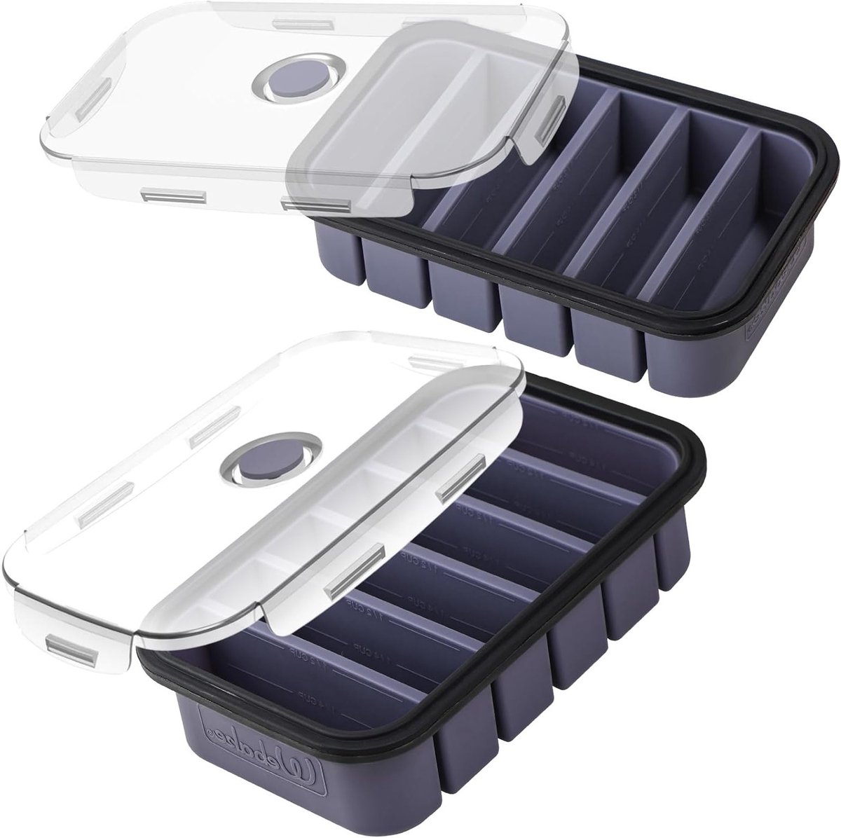 Siliconen Vriezer Tray met Deksel - 1/2 Cup 2-Pack voor Soepopslag en Grote IJsblokjes Mallen