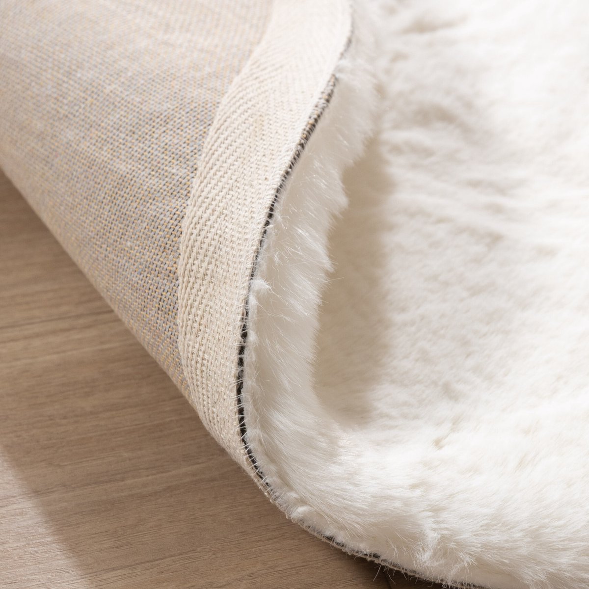 NATURL. Rond Hoogpolig vloerkleed - Comfy Supreme Wit - Ø 200cm