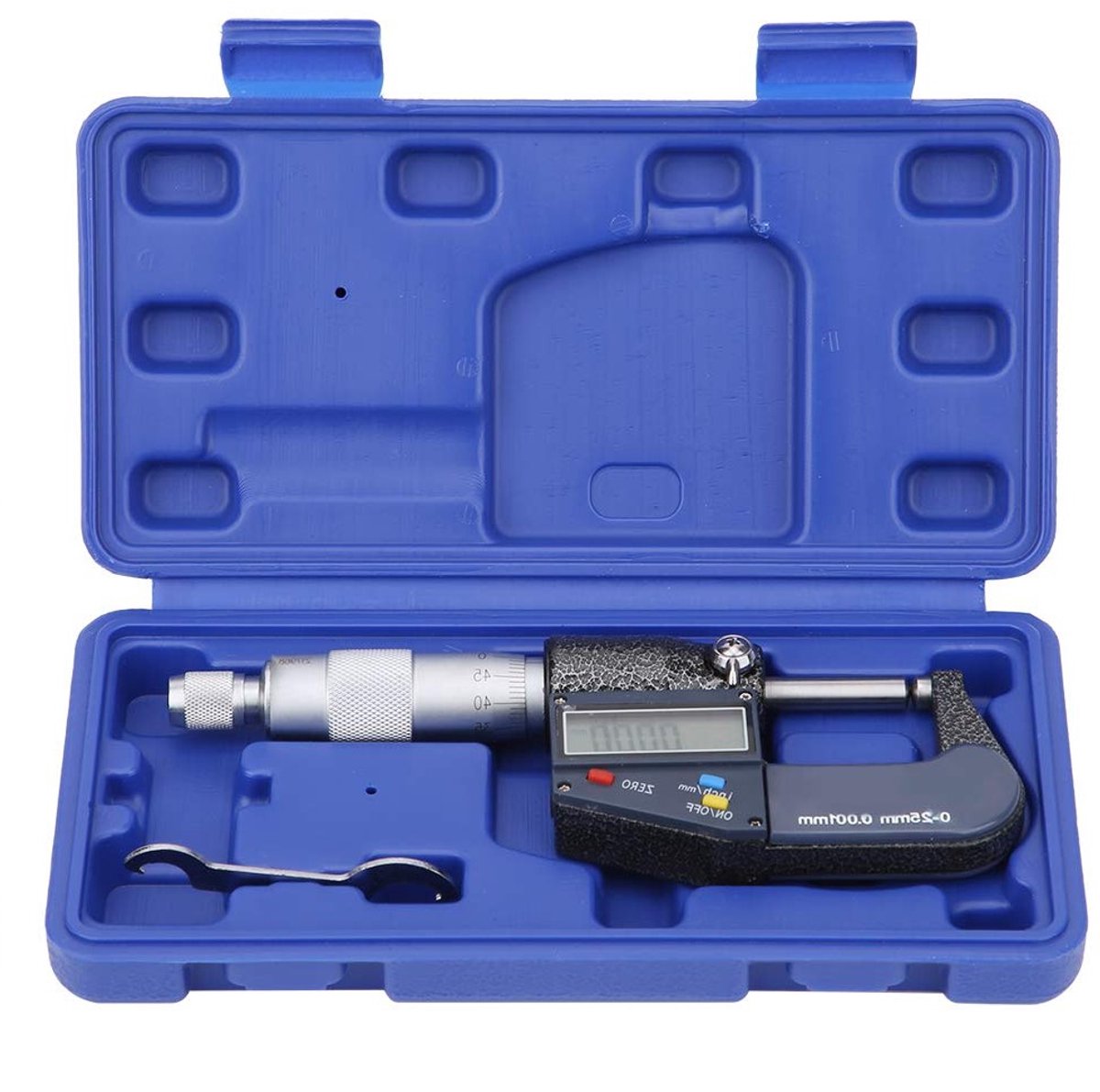 Digitale Micrometer met Dubbele Ronde Kop van RVS, 0-25mm, Precisie Meetinstrument met HD Display en Lasergravure